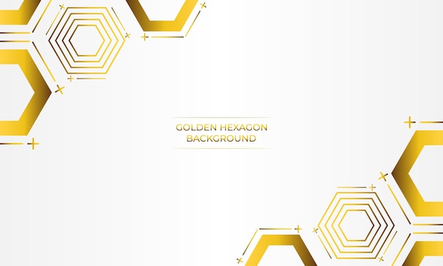 fondo blanco de lujo con diseño de hexágono dorado