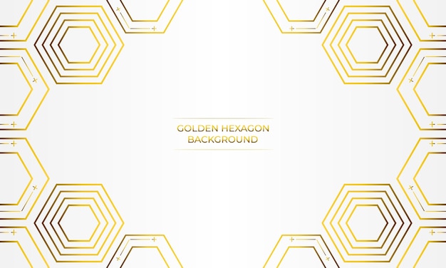 fondo blanco de lujo con diseño de hexágono dorado