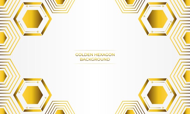 fondo blanco de lujo con diseño de hexágono dorado