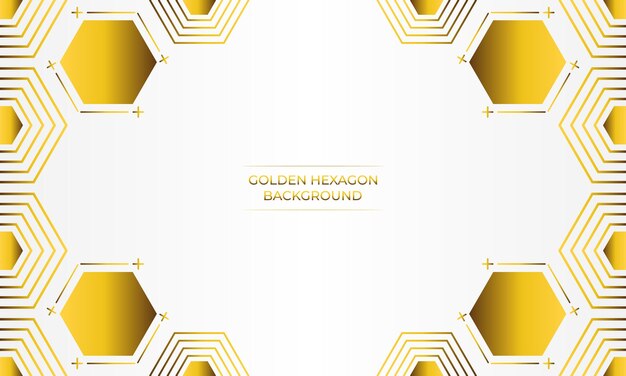fondo blanco de lujo con diseño de hexágono dorado