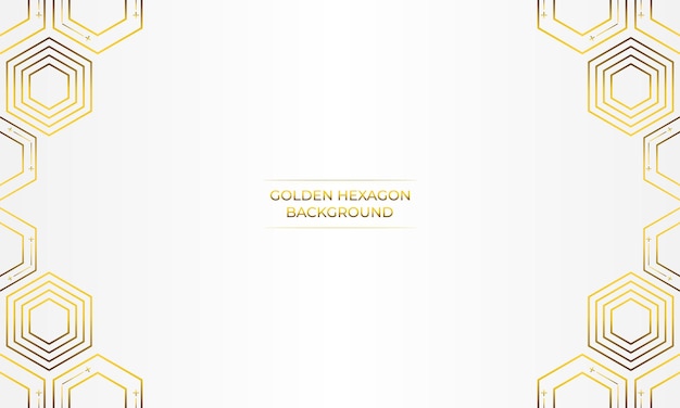 fondo blanco de lujo con diseño de hexágono dorado
