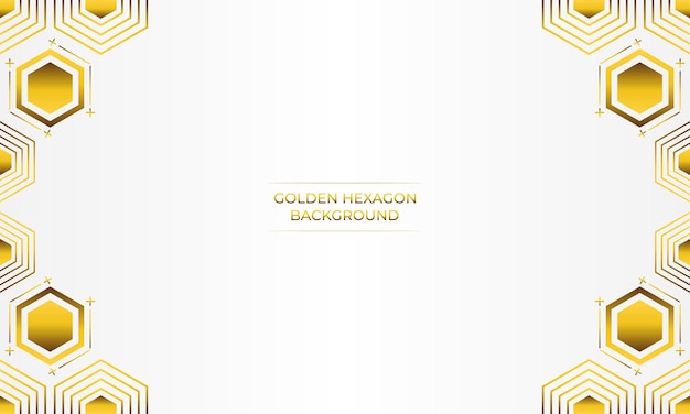 fondo blanco de lujo con diseño de hexágono dorado
