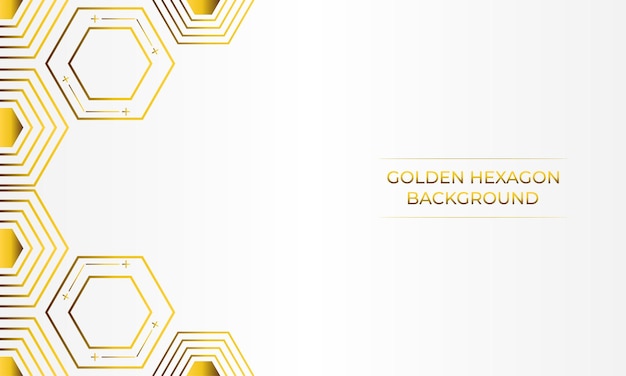 fondo blanco de lujo con diseño de hexágono dorado