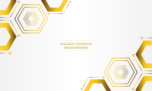 fondo blanco de lujo con diseño de hexágono dorado