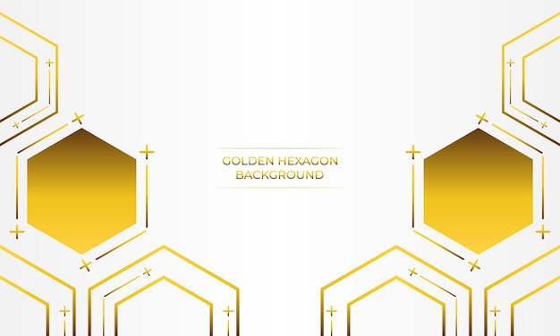 fondo blanco de lujo con diseño de hexágono dorado