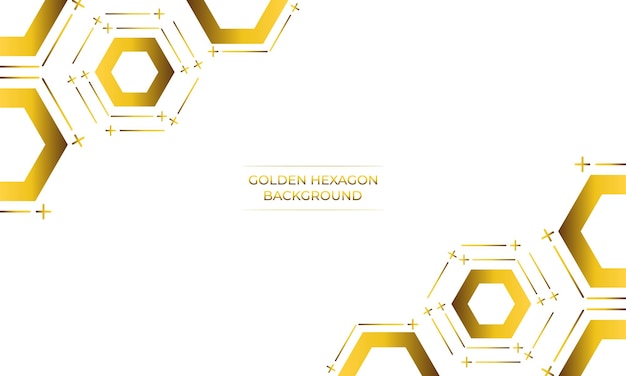 fondo blanco de lujo con diseño de hexágono dorado