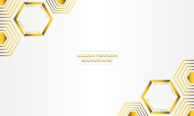 fondo blanco de lujo con diseño de hexágono dorado