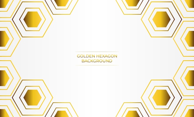 fondo blanco de lujo con diseño de hexágono dorado