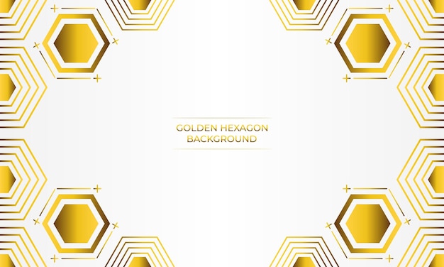 fondo blanco de lujo con diseño de hexágono dorado