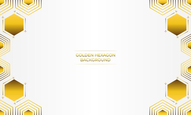 fondo blanco de lujo con diseño de hexágono dorado