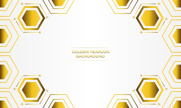 fondo blanco de lujo con diseño de hexágono dorado