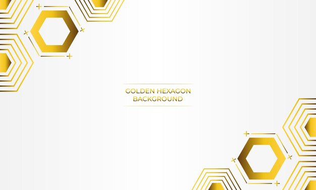 fondo blanco de lujo con diseño de hexágono dorado