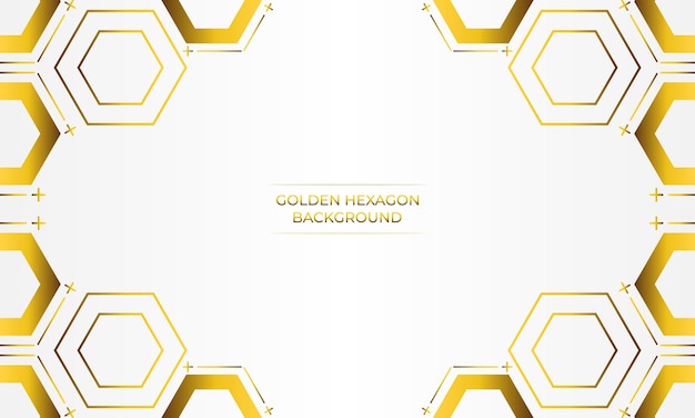 fondo blanco de lujo con diseño de hexágono dorado