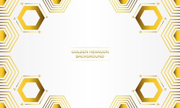 fondo blanco de lujo con diseño de hexágono dorado