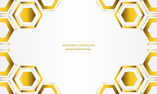fondo blanco de lujo con diseño de hexágono dorado