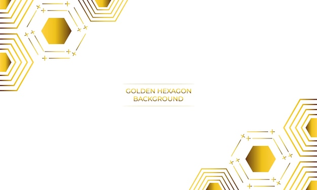 fondo blanco de lujo con diseño de hexágono dorado