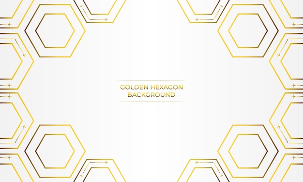 fondo blanco de lujo con diseño de hexágono dorado