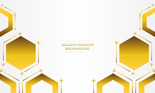 fondo blanco de lujo con diseño de hexágono dorado