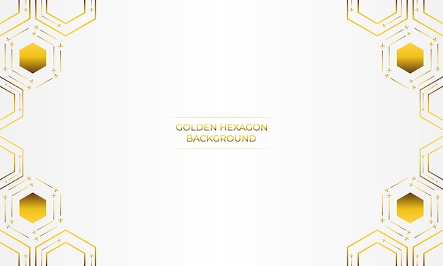 fondo blanco de lujo con diseño de hexágono dorado
