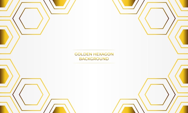 fondo blanco de lujo con diseño de hexágono dorado