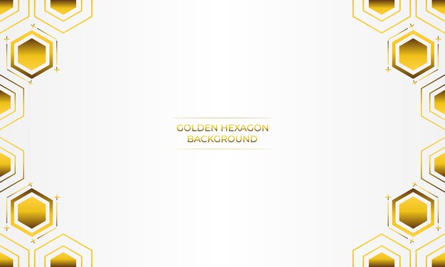 fondo blanco de lujo con diseño de hexágono dorado