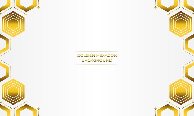fondo blanco de lujo con diseño de hexágono dorado
