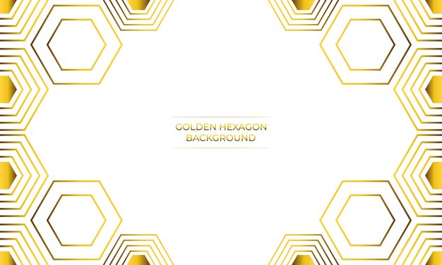 fondo blanco de lujo con diseño de hexágono dorado