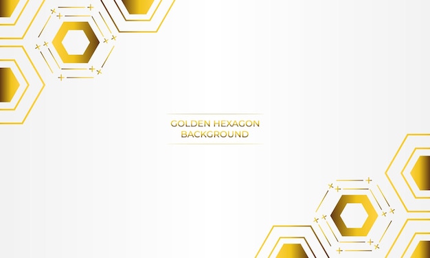 fondo blanco de lujo con diseño de hexágono dorado