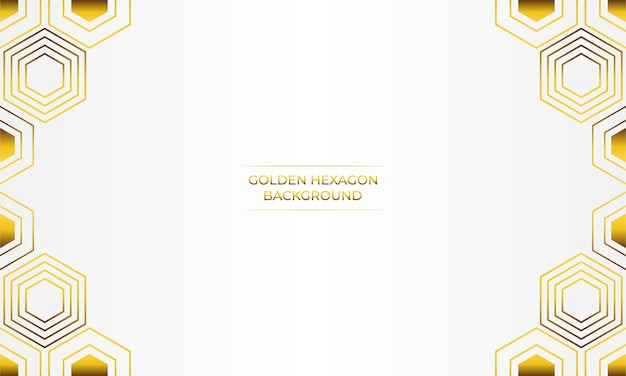 fondo blanco de lujo con diseño de hexágono dorado