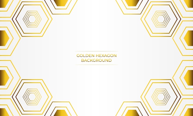 fondo blanco de lujo con diseño de hexágono dorado