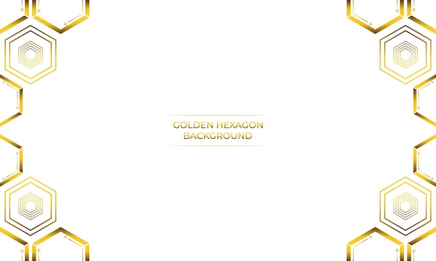 fondo blanco de lujo con diseño de hexágono dorado
