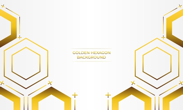 fondo blanco de lujo con diseño de hexágono dorado