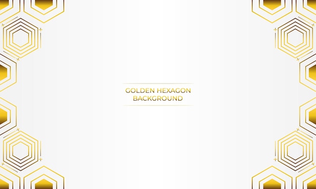 fondo blanco de lujo con diseño de hexágono dorado