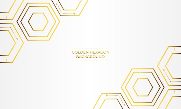 fondo blanco de lujo con diseño de hexágono dorado