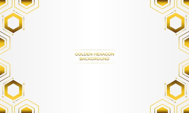 fondo blanco de lujo con diseño de hexágono dorado