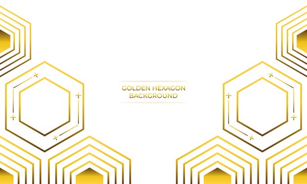 fondo blanco de lujo con diseño de hexágono dorado