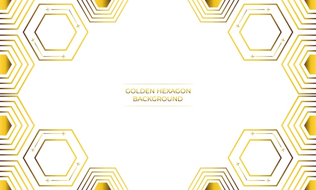 fondo blanco de lujo con diseño de hexágono dorado
