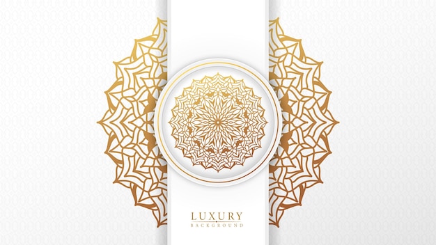 Fondo blanco mandala de lujo con patrón arabesco estilo islámico árabe