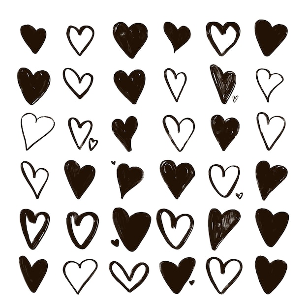 Un fondo blanco y negro con corazones