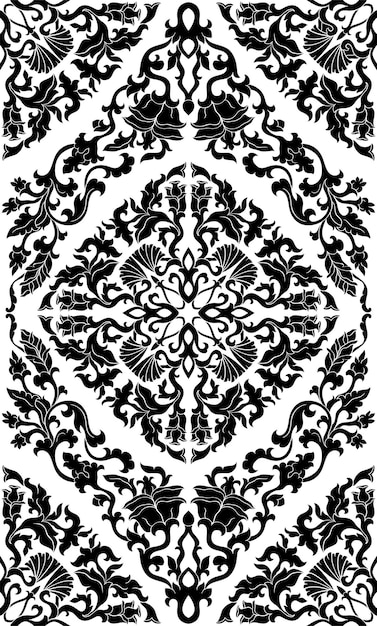 Fondo blanco y negro floral del modelo medieval.