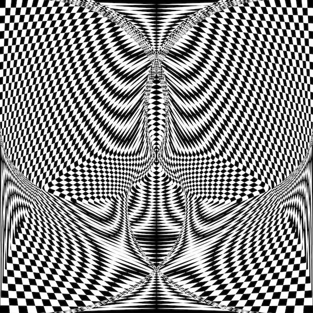 Fondo blanco y negro retorcido abstracto Ilusión óptica de superficie distorsionada Rayas retorcidas Superficie 3d estilizada Ilustración vectorial Ideal para arte de pared cartel banner web