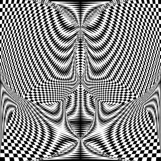 Vector fondo blanco y negro retorcido abstracto ilusión óptica de superficie distorsionada rayas retorcidas superficie 3d estilizada ilustración vectorial ideal para arte de pared cartel banner web