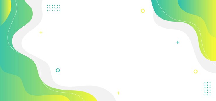 Un fondo blanco con una onda verde y amarilla La onda está hecha de círculos y cuadrados