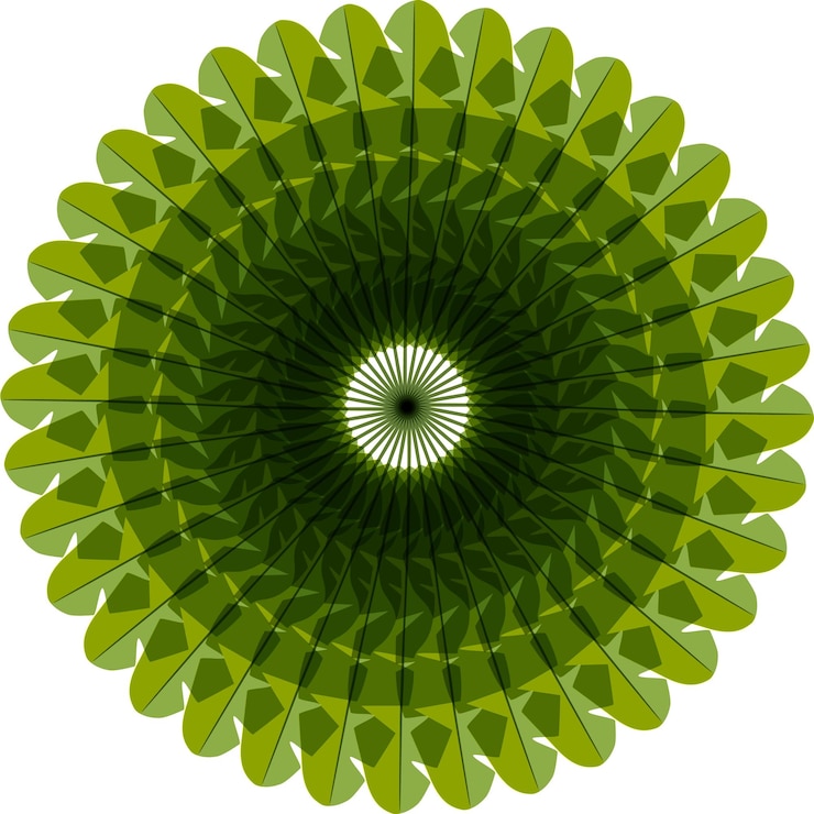 Vector fondo blanco con ornamento circular verde patrón de caleidoscopio para el diseño