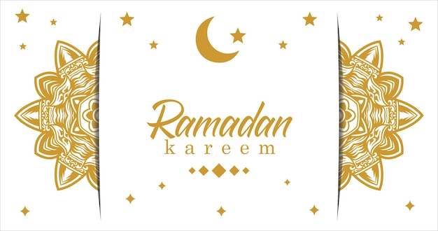 Un fondo blanco con un patrón dorado y las palabras ramadan kareem.