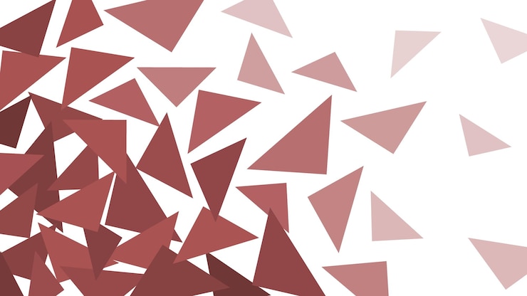 Vector un fondo blanco con triángulos rojos que se vuelven más brillantes y divididos
