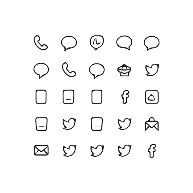 un fondo blanco con una variedad de iconos, incluido uno que dice teléfono teléfono teléfono y teléfono