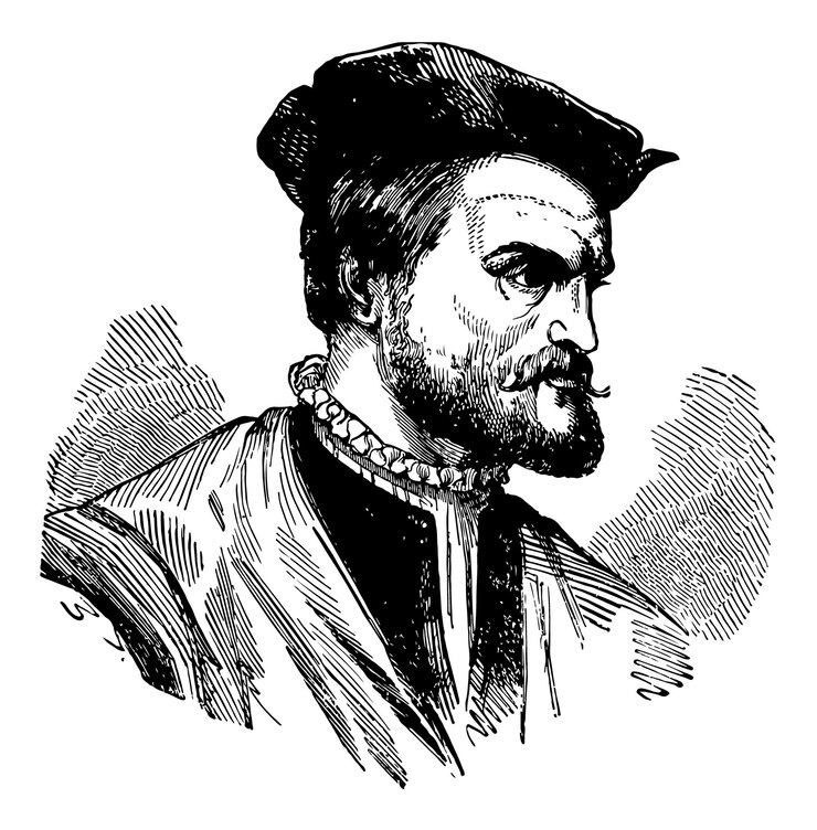 Vector fondo de boceto de dibujo vectorial dibujado a mano de un jacques cartier 1491 1557