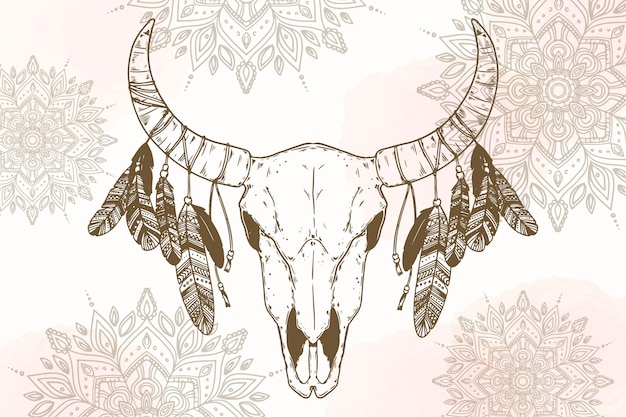 Vector fondo boho dibujado a mano