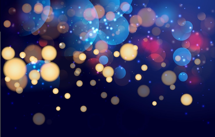 Vector fondo de bokeh azul y dorado